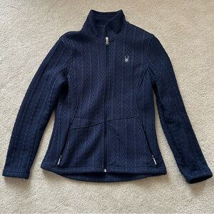 Spyder Core Sweater Jacket Cable Knit Women’s L Blue